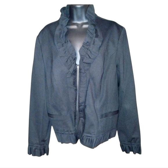 INC International Concepts black ruffled jacket, size XL, like new - Picture 1 of 12